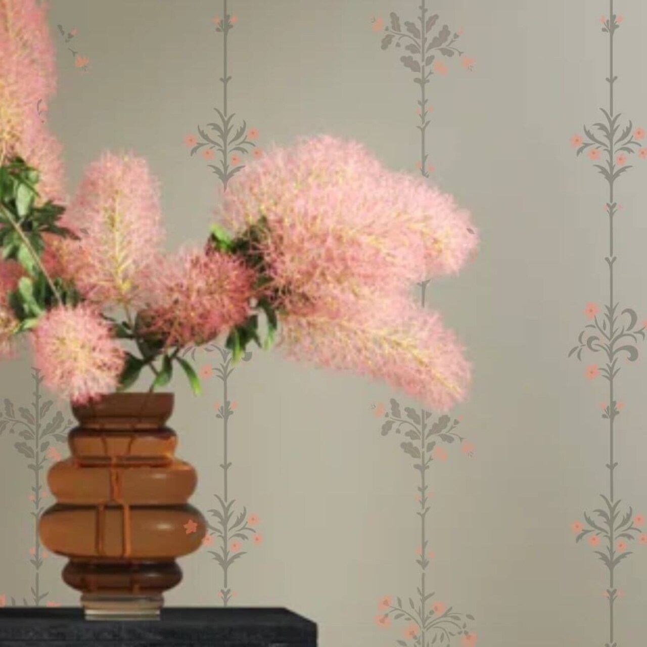 Floral Stripe Wallpaper Wall Stencil | 3231 by Designer Stencils | Floral Stencils |